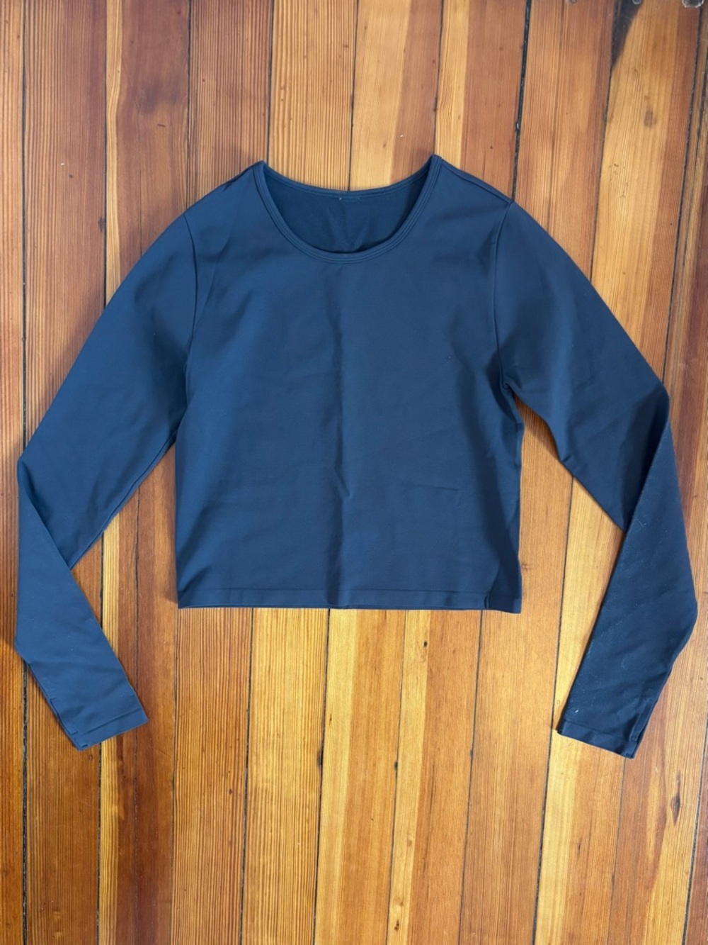 Fabletics Black Long-Sleeve Compression Crop Top